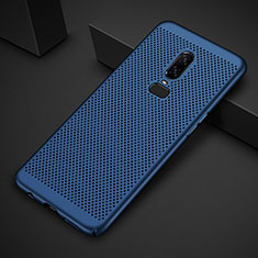 Funda Dura Plastico Rigida Carcasa Perforada para OnePlus 6T Azul