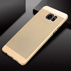 Funda Dura Plastico Rigida Carcasa Perforada para Samsung Galaxy S7 Edge G935F Oro