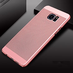 Funda Dura Plastico Rigida Carcasa Perforada para Samsung Galaxy S7 Edge G935F Oro Rosa