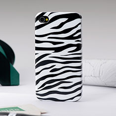 Funda Dura Plastico Rigida Cebra para Apple iPhone 4S Negro