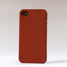 Funda Dura Plastico Rigida de Cuero para Apple iPhone 4S Marron