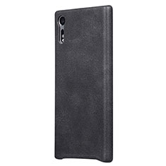 Funda Dura Plastico Rigida de Cuero para Sony Xperia XZ Negro