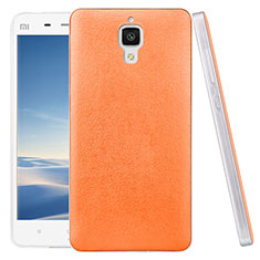Funda Dura Plastico Rigida de Cuero para Xiaomi Mi 4 LTE Naranja