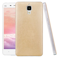 Funda Dura Plastico Rigida de Cuero para Xiaomi Mi 4 LTE Oro