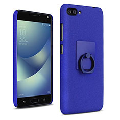 Funda Dura Plastico Rigida Fino Arenisca con Anillo de dedo Soporte para Asus Zenfone 4 Max ZC554KL Azul