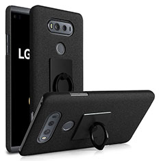 Funda Dura Plastico Rigida Fino Arenisca con Anillo de dedo Soporte para LG V20 Negro