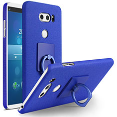 Funda Dura Plastico Rigida Fino Arenisca con Anillo de dedo Soporte para LG V30 Azul