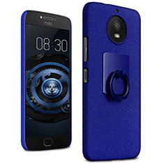 Funda Dura Plastico Rigida Fino Arenisca con Anillo de dedo Soporte para Motorola Moto G5S Azul
