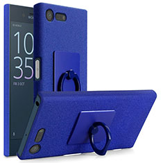 Funda Dura Plastico Rigida Fino Arenisca con Anillo de dedo Soporte para Sony Xperia X Compact Azul