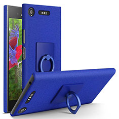 Funda Dura Plastico Rigida Fino Arenisca con Anillo de dedo Soporte para Sony Xperia XZ1 Azul