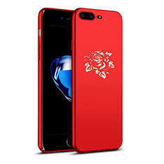 Funda Dura Plastico Rigida Flores para Apple iPhone 8 Plus Rojo