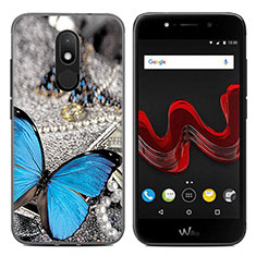 Funda Dura Plastico Rigida Mariposa para Wiko Wim Lite 4G Azul