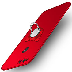 Funda Dura Plastico Rigida Mate con Anillo de dedo Soporte A01 para Huawei Honor 7X Rojo
