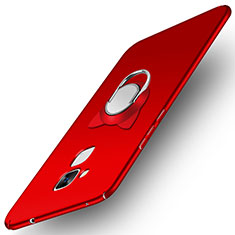 Funda Dura Plastico Rigida Mate con Anillo de dedo Soporte A02 para Huawei Honor 5C Rojo