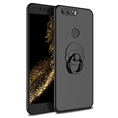 Funda Dura Plastico Rigida Mate con Anillo de dedo Soporte A02 para Huawei Honor 8 Negro