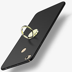 Funda Dura Plastico Rigida Mate con Anillo de dedo Soporte A02 para Xiaomi Mi Max 2 Negro