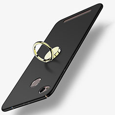 Funda Dura Plastico Rigida Mate con Anillo de dedo Soporte A02 para Xiaomi Redmi 3X Negro