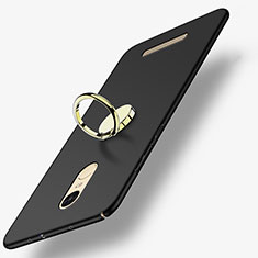 Funda Dura Plastico Rigida Mate con Anillo de dedo Soporte A02 para Xiaomi Redmi Note 3 MediaTek Negro