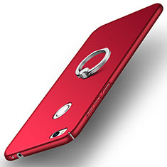 Funda Dura Plastico Rigida Mate con Anillo de dedo Soporte A03 para Huawei Honor 8 Lite Rojo