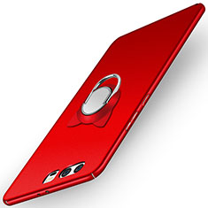 Funda Dura Plastico Rigida Mate con Anillo de dedo Soporte A03 para Huawei P10 Rojo