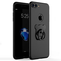 Funda Dura Plastico Rigida Mate con Anillo de dedo Soporte A06 para Apple iPhone 7 Plus Negro