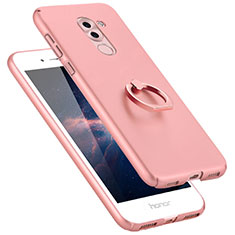 Funda Dura Plastico Rigida Mate con Anillo de dedo Soporte A06 para Huawei Honor 6X Rosa