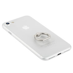 Funda Dura Plastico Rigida Mate con Anillo de dedo Soporte F01 para Apple iPhone 7 Blanco