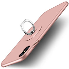 Funda Dura Plastico Rigida Mate con Anillo de dedo Soporte para Apple iPhone X Rosa