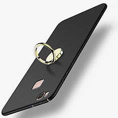 Funda Dura Plastico Rigida Mate con Anillo de dedo Soporte para Huawei G9 Lite Negro
