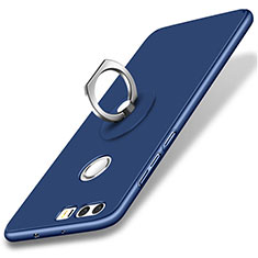 Funda Dura Plastico Rigida Mate con Anillo de dedo Soporte para Huawei Honor 8 Azul