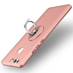 Funda Dura Plastico Rigida Mate con Anillo de dedo Soporte para Huawei P9 Plus Oro Rosa