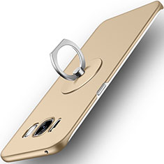 Funda Dura Plastico Rigida Mate con Anillo de dedo Soporte para Samsung Galaxy S8 Oro
