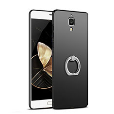 Funda Dura Plastico Rigida Mate con Anillo de dedo Soporte para Xiaomi Mi 4 LTE Negro