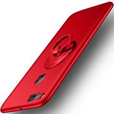Funda Dura Plastico Rigida Mate con Anillo de dedo Soporte para Xiaomi Mi 5X Rojo