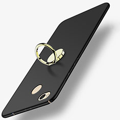 Funda Dura Plastico Rigida Mate con Anillo de dedo Soporte para Xiaomi Redmi 4X Negro