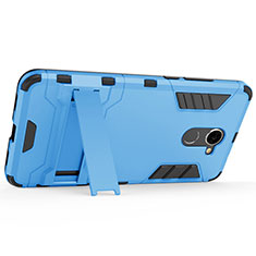 Funda Dura Plastico Rigida Mate con Soporte para Huawei Y7 Prime Azul
