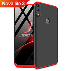 Funda Dura Plastico Rigida Mate Frontal y Trasera 360 Grados Q01 para Huawei Nova Lite 3 Rojo y Negro