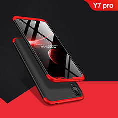 Funda Dura Plastico Rigida Mate Frontal y Trasera 360 Grados Q01 para Huawei Y7 Pro (2019) Rojo y Negro