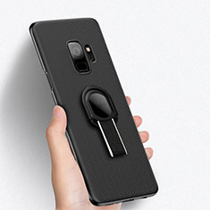 Funda Dura Plastico Rigida Perforada con Anillo de dedo Soporte para Samsung Galaxy S9 Negro