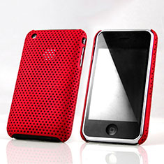 Funda Dura Plastico Rigida Perforada para Apple iPhone 3G 3GS Rojo