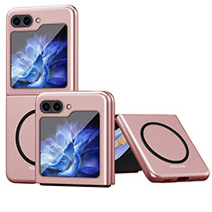 Funda Dura Plastico Rigida Sin Marco Carcasa Mate con Mag-Safe Magnetic QH1 para Samsung Galaxy Z Flip5 5G Oro Rosa