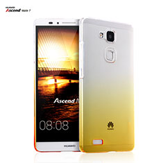 Funda Dura Plastico Rigida Transparente Gradient para Huawei Mate 7 Amarillo