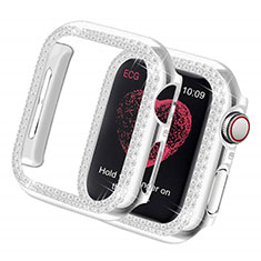 Funda Dura Rigida Lujo Diamante Brillante para Apple iWatch 5 40mm Plata