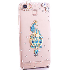 Funda Dura Rigida Lujo Diamante Brillante Pavo real para Huawei G8 Mini Azul Cielo