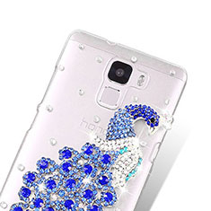 Funda Dura Rigida Lujo Diamante Brillante Pavo real para Huawei Honor 7 Azul