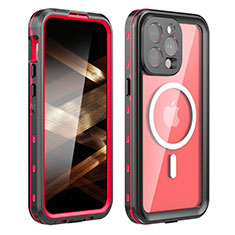 Funda Impermeable Bumper Silicona y Plastico Waterproof Carcasa 360 Grados con Mag-Safe Magnetic HJ1 para Apple iPhone 13 Pro Max Rojo