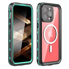 Funda Impermeable Bumper Silicona y Plastico Waterproof Carcasa 360 Grados con Mag-Safe Magnetic HJ1 para Apple iPhone 13 Pro Verde