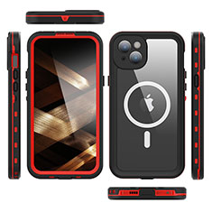 Funda Impermeable Bumper Silicona y Plastico Waterproof Carcasa 360 Grados con Mag-Safe Magnetic HJ1 para Apple iPhone 14 Plus Rojo