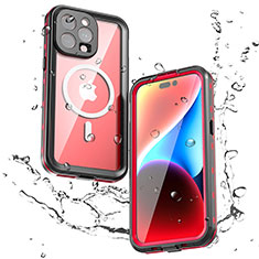 Funda Impermeable Bumper Silicona y Plastico Waterproof Carcasa 360 Grados con Mag-Safe Magnetic para Apple iPhone 13 Pro Rojo