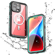Funda Impermeable Bumper Silicona y Plastico Waterproof Carcasa 360 Grados con Mag-Safe Magnetic para Apple iPhone 15 Pro Max Verde